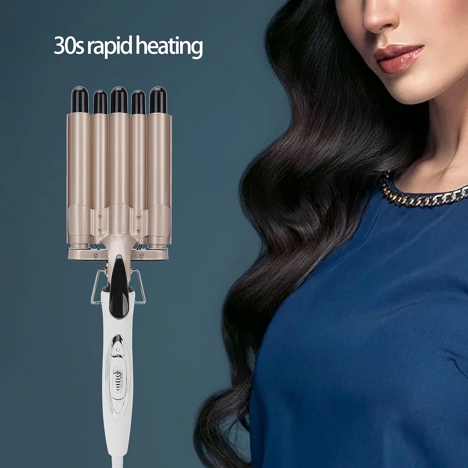 5 Barrel Hair Waver Curling Iron – Adjustable Temperature Beach Wave Styler
