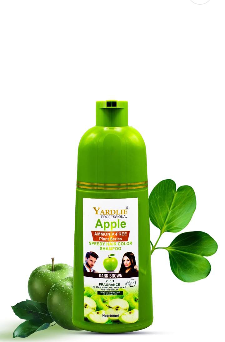 Yardlie Apple Hair Color Shampoo – 2-in-1 Color & Cleanse Formula (400ml Dark Brown )